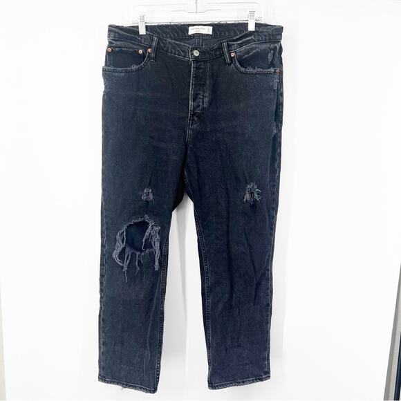 Abercrombie & Fitch The Dad Jeans High Rise Distressed SHORT - Picture 1 of 8